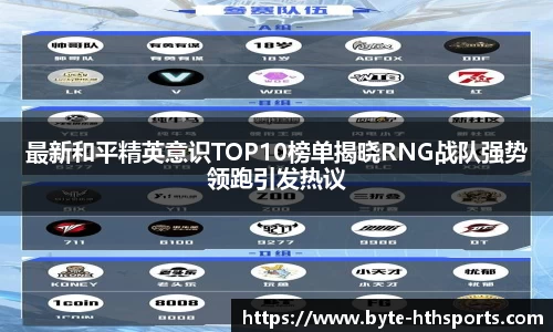最新和平精英意识TOP10榜单揭晓RNG战队强势领跑引发热议